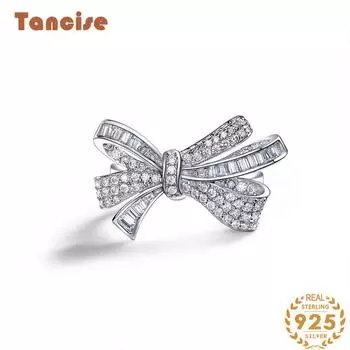 Ювелирные изделия Tancision 925 Серебряное кольцо с бантом 5 белый