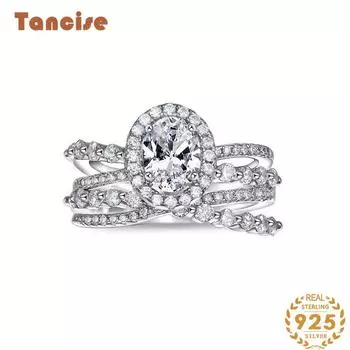 Ювелирные изделия Tancision, инкрустированные цирконом, женское роскошное серебряное кольцо S925 с инкрустацией. 6 белый