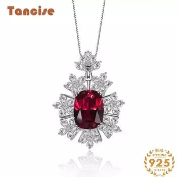 Ювелирные изделия Tancision из синтетического рубинового серебра, кулон 12 * 16, цветочное ожерелье 40 + 3 красный