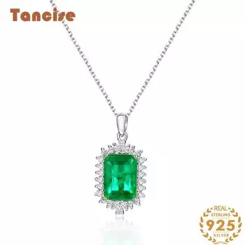 Ювелирные изделия Tancision из стерлингового серебра, роскошный изумрудный кулон, внешняя торговля, хит продаж, ожерелье 40 + 5 зелёный