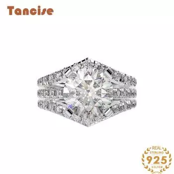 Ювелирные изделия Tancision Кольцо из стерлингового серебра S925 Креативный набор колец Роскошный групповой набор 7A Циркон Кольцо для предложения руки и сердца Женское. 10 белый