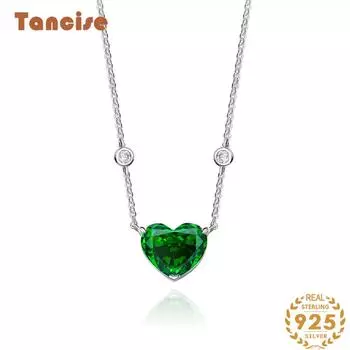 Ювелирные изделия Tancision Ожерелье «Сердце леса» Женский Изумруд Высокоуглеродистый Бриллиант 10*12 Любовь Серебряный кулон 925 Женский 40+3. белый