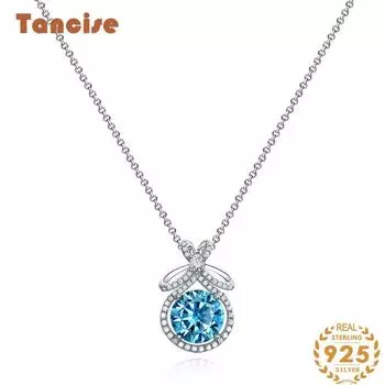 Ювелирные изделия Tancision, подвеска с небесно-голубым высокоуглеродистым бриллиантом, инкрустированная вручную 10,0, женское ожерелье синего цвета 40+3. синий
