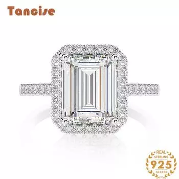 Ювелирные изделия Tancision, прямоугольные, со скошенной кромкой, плоские, 8*10, циркон, 6 карат, роскошный групповой набор, стерлинговое серебро 925 пробы, 7a, кольцо с цирконом и бриллиантом 5 белый