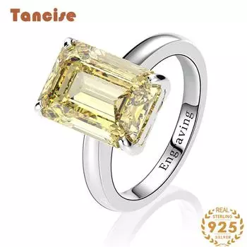 Ювелирные изделия Tancision S925 из стерлингового серебра 10*14, прямоугольное роскошное кольцо с цирконом весом 10 карат. 5 белый