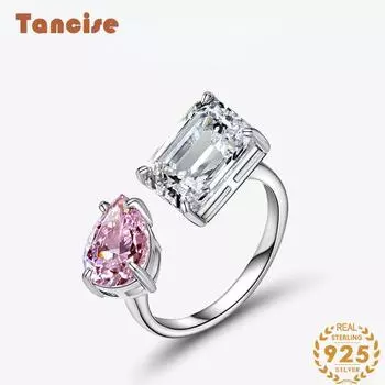 Ювелирные изделия Tancision S925, серебро 7А, кольцо с цирконом, двухцветное простое популярное женское кольцо.