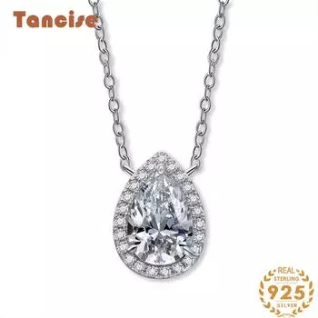 Ювелирные изделия Tancision S925 Серебряный кулон, инкрустированный 8 * 12 каплевидными высокоуглеродистыми бриллиантами, модное женское ожерелье 40 + 5. белый