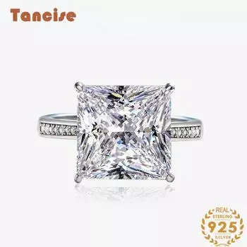 Ювелирные изделия Tancision S925, стерлинговое серебро, квадратное кольцо принцессы 12 * 12, циркон 15,5 карат, кольцо Креатив 5 белый