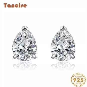 Ювелирные изделия Tancision. Серьги из стерлингового серебра 925 пробы. Ювелирные изделия с одним бриллиантом. белый