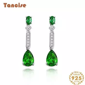 Ювелирные изделия Tancision, серьги с высокоуглеродистыми бриллиантами, зеленый свет, 8*12 капель воды, синтетический изумруд, серебро 925 пробы, женские ногти зелёный