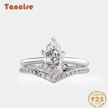 Ювелирные изделия Tancision Серебряное кольцо Super Flash 7a Циркон Конский глаз Творчество 5 белый