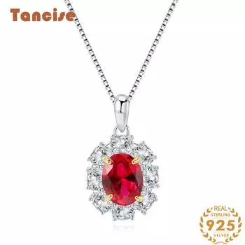 Ювелирные изделия Tancision, синтетическое красное сокровище, кулон 7 * 9 с ожерельем из серебра 925 пробы, хит продаж для женщин 40 + 5 красный