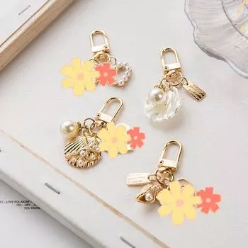 Ювелирные изделия телефон сумка кулон девушки золотой брелок ракушка жемчуг брелок металл