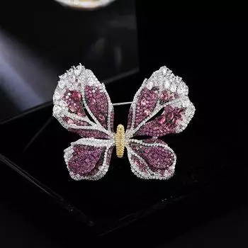 Ювелирные изделия тяжелая промышленность бабочка брошь слегка инкрустированная цирконием легкая роскошь высококачественный пальто аксессуары костюм булавка корсаж розы красного