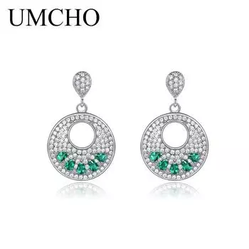 Ювелирные изделия UMCHO, круглые серьги-клипсы из нано-черной шпинели, юбилей, день рождения, День святого Валентина, ювелирные изделия, подарки