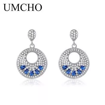 Ювелирные изделия UMCHO, круглые серьги-клипсы из нано-черной шпинели, юбилей, день рождения, День святого Валентина, ювелирные изделия, подарки