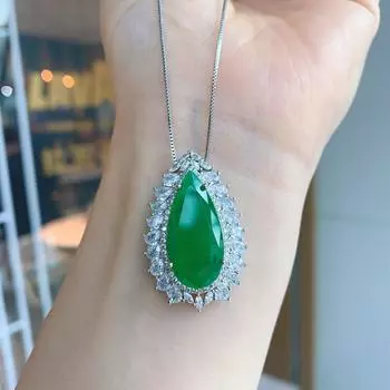 Ювелирные изделия Ветер имитация цвета сокровище большой капли воды кулон ожерелье, женский подарок 12 * 25