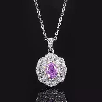 Ювелирные изделия Высокоуглеродистый бриллиант 6 * 8 Летний темперамент Женский легкий роскошный цветок кулон ожерелье