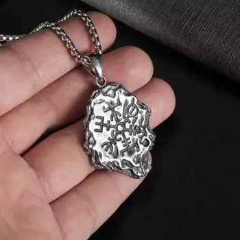 Ювелирные изделия в форме метеорита, ретро-универсальное культурное тотемное ожерелье, персонализированная треугольная подвеска из титановой стали для парня