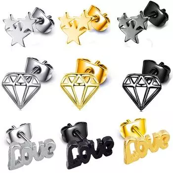 Ювелирные изделия в стиле панк, индивидуальные серьги с пентаграммой из нержавеющей стали, модные европейские и американские серьги из титановой стали