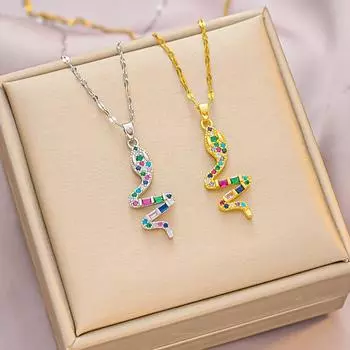 Ювелирные изделия в стиле панк, женское животное, змея, ожерелье, кулон