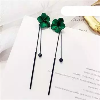 Ювелирные изделия в виде диких ушей, длинные темпераментные игольчатые серьги, женские цветочные серьги зелёный