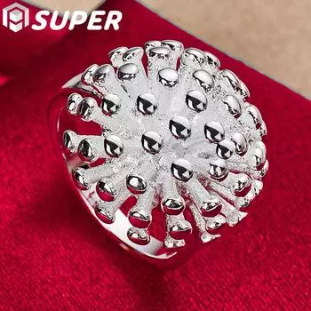 Ювелирные изделия в виде кольца из стерлингового серебра 925 пробы с фейерверком и кораллом 8#