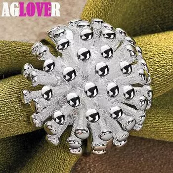 Ювелирные изделия в виде кольца из стерлингового серебра 925 пробы с фейерверком и кораллом MR079-5#