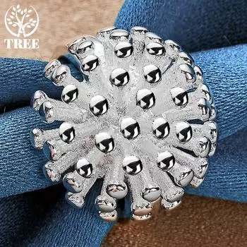 Ювелирные изделия в виде кольца из стерлингового серебра 925 пробы с фейерверком и кораллом 5#