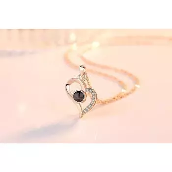 Ювелирные изделия YouBella, 18-каратное розовое золото, ожерелье «Я люблю тебя на 100 языках», ожерелье в форме сердца, украшения для женщин и девочек