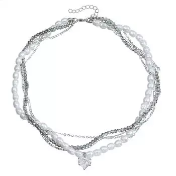 Ювелирные изделия жемчуг кристалл циркон любовь кулон ключица цепочка легкая роскошная обмотка многослойное ожерелье женщины