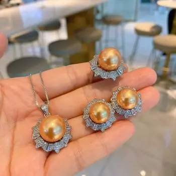 Ювелирные изделия Жемчужное ожерелье Модное кольцо с жемчугом Earth Pearl Роскошные серьги-гвоздики с жемчугом