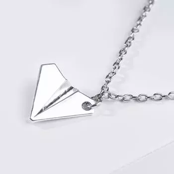 Ювелирные изделия Женщины Мужчины Мода Ключица Цепочка Оригами Форма Самолета Бумажный Самолет Кулон Ожерелье серебряный
