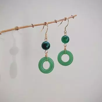 Ювелирные изделия Женские серьги Серьги в китайском стиле Ретро-серьги-подвески Модные висячие серьги зелёный