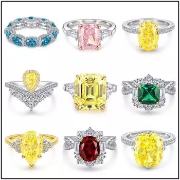 Ювелирные изделия Живое кольцо женское S925 стерлингового серебра светло-роскошный ограненный ледяной цветок высокоуглеродистый бриллиант изысканный цветной драгоценный бриллиант кольцо US code 5 #