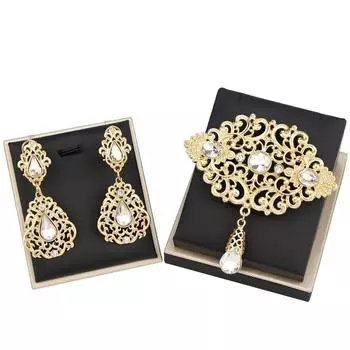 Ювелирные изделия золотого цвета, женские серьги, брошь, булавки, полые цветы, свадебные украшения, украшение для невесты, бижутерия красный