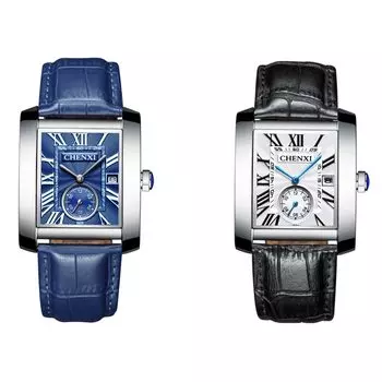 Ювелирные изделияМы ретро модные часы римский циферблат дата дисплей кожаный ремешок часы школьные принадлежности для мужчин и - [набор 2]