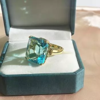 Ювелирные кольца Cellacity из серебра 925 пробы для очаровательных женщин с большими квадратными синими топальными драгоценными камнями для женщин, оптовая продажа, подарок, размер 6-10 10