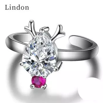 Ювелирные кольца Lindon с каплей воды в форме циркона, регулируемое открытое кольцо с рогами для женщин, свадебные подарки Resizable