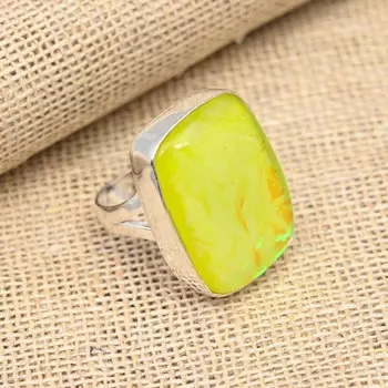 Ювелирные кольца ручной работы из желтого австралийского тройного опала с драгоценным камнем из стерлингового серебра 925 пробы 4 жёлтый
