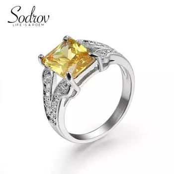 Ювелирные кольца SODROV Классические с желтым цирконом 6