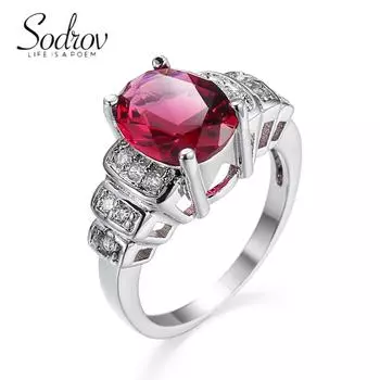 Ювелирные кольца SODROV розово-красного цвета с цирконом для женщин 6