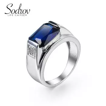 Ювелирные обручальные кольца SODROV с синим цирконом для женщин 6