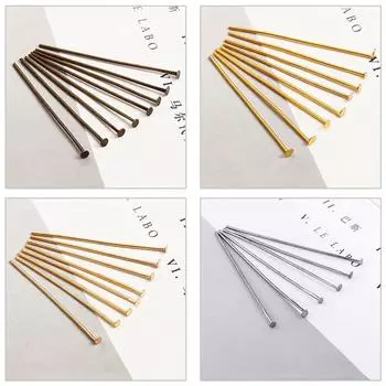 Ювелирные принадлежности, фурнитура 16-50 мм, «сделай сам», ювелирные аксессуары ручной работы, булавки с плоской головкой для изготовления ювелирных изделий, заколки на голову 16mm золотой металлик