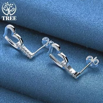 Ювелирные серьги-гвоздики из стерлингового серебра 925 пробы с цирконом AAA в форме сердца