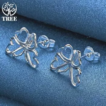 Ювелирные серьги-гвоздики из стерлингового серебра 925 пробы с бабочкой