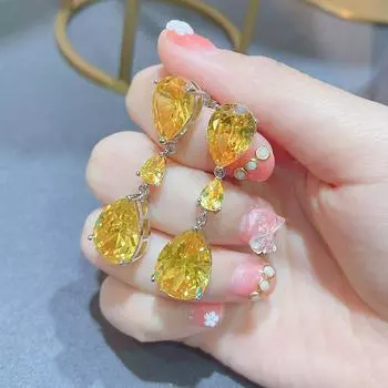 Ювелирные серьги из 100% стерлингового серебра 925 пробы с топазом для женщин Fine Aros Mujer Oreja, ювелирные изделия с розовыми бриллиантами, серьги-капли Orecchini фиолетовый