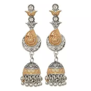 Ювелирные серьги из оксидированного серебра Джумка Джумки для девочек и женщин (Серебряный)