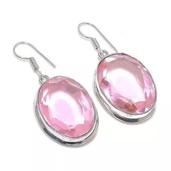 Ювелирные серьги из серебра 925 пробы с розовым кунцитом ручной работы 1,81 дюйма P7W44