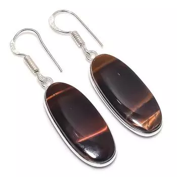 Ювелирные серьги из серебра 925 пробы с железным тигровым глазом ручной работы 1,85 дюйма Q3e65